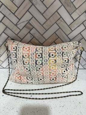 Nila Anthony Floral Crochet Lace Crossbody Bag with Chain Strap